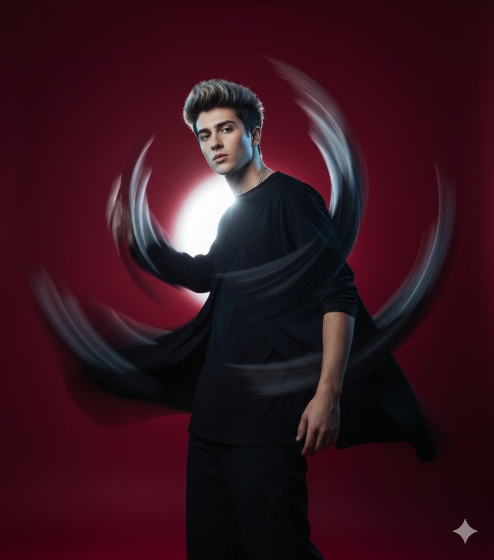 ~~~ 

High-fashion motion blur portrait...