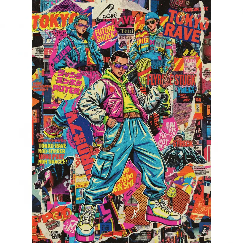 Retro Y2K magazine poster collage...