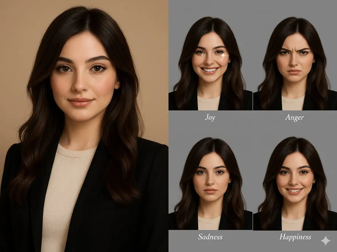 Character sheet, facial expressions, joy,...