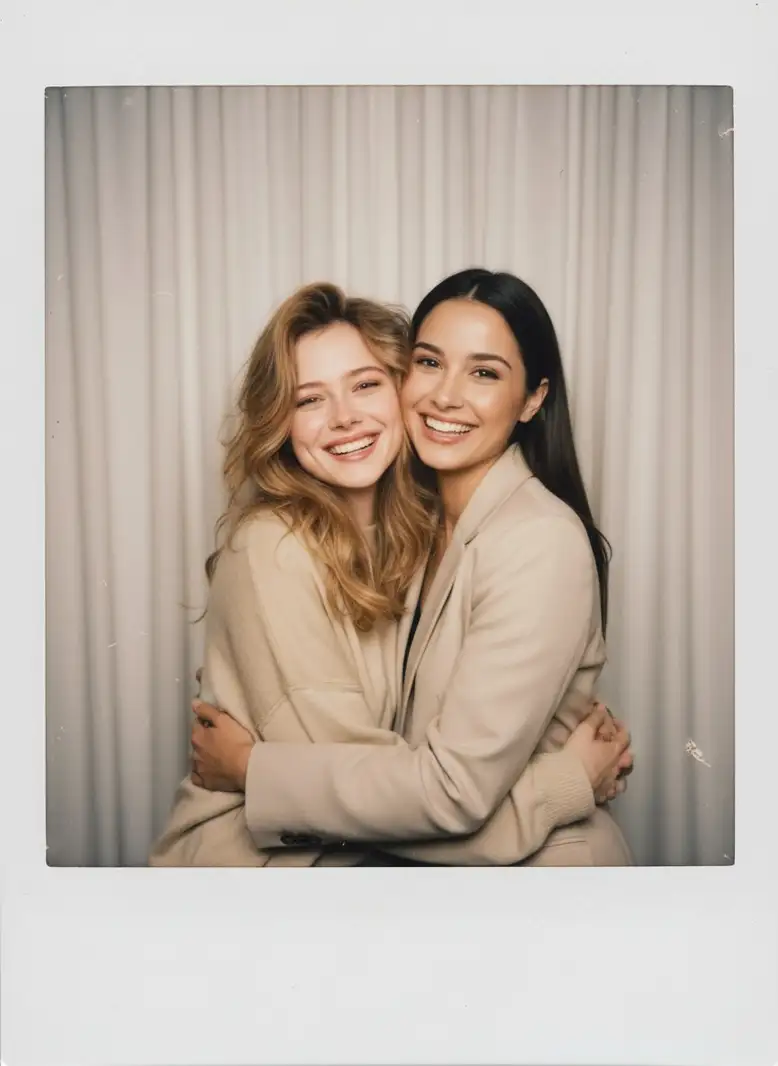 Create a Polaroid-style photo, as...