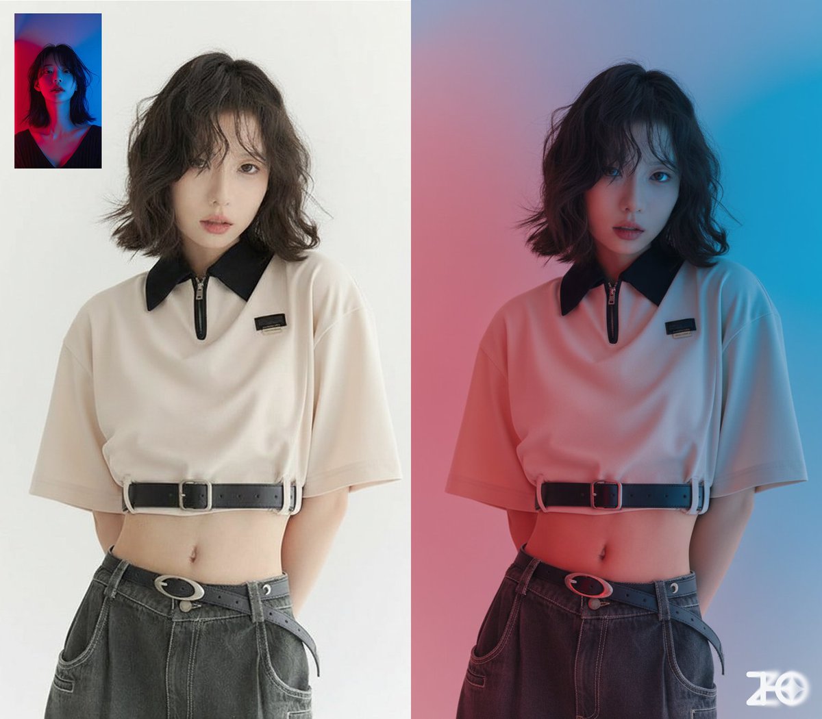 图一换成图二打光，专业摄影...